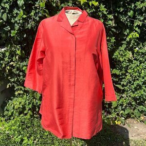 Charter Club 3/4 Sleeve Button Down Silk Blouse – Size 1X – Salmon